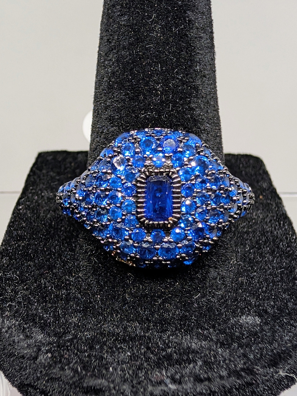 Blue Crystal Pavé Statement Ring